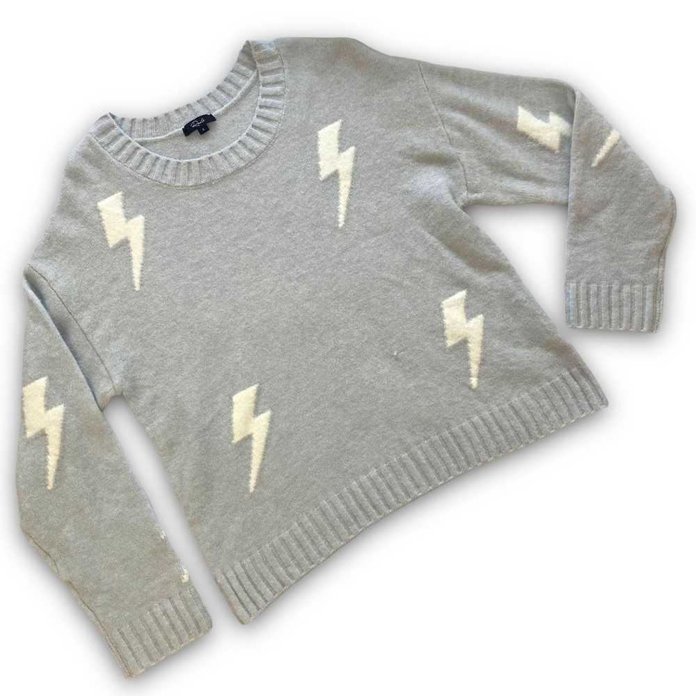 Rails Gray and White Lightning Bolt Sweater